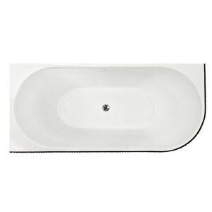 Изображение товара Ванна акриловая Royal Bath Nero RB710302BL-L-CH/RB710302BL-R-CH, 170 x 78 см, левая/правая, каркас, слив-перелив хром, цвет белый/черный
