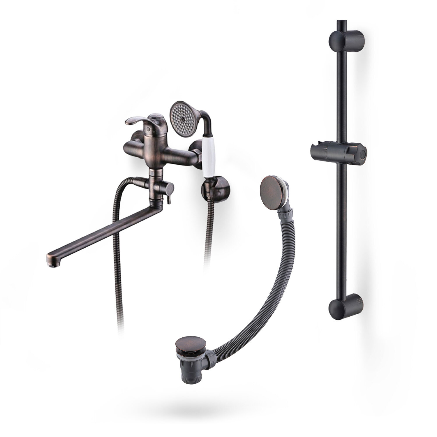 Изображение товара Смеситель WasserKRAFT Isar A1302L для ванны и душа с длинным изливом и темной бронзой
