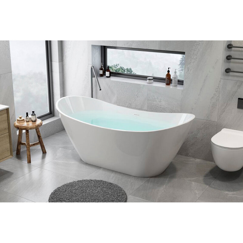 Изображение товара Акриловая ванна Royal Bath Wave RB610102GD 180x80 см белая отдельно стоящая