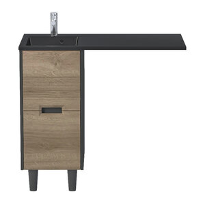 Изображение товара Тумба под раковину 1Marka Maid Ц0000045492, 100 см, напольная, цвет антрацит/орех лучистый европейский