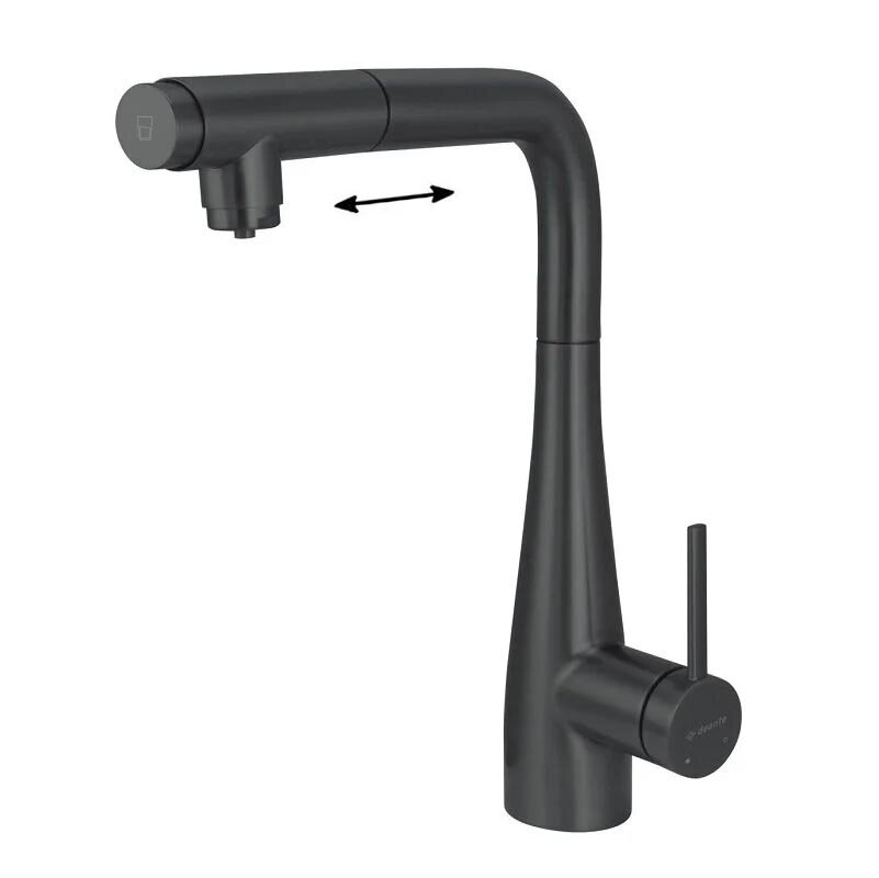 Изображение товара Смеситель для кухонной мойки Deante Eridan BRE_N75M с выдвижным изливом черный матовый Изображение товара Смеситель для кухонной мойки Deante Eridan BRE_N75M с выдвижным изливом черный матовый