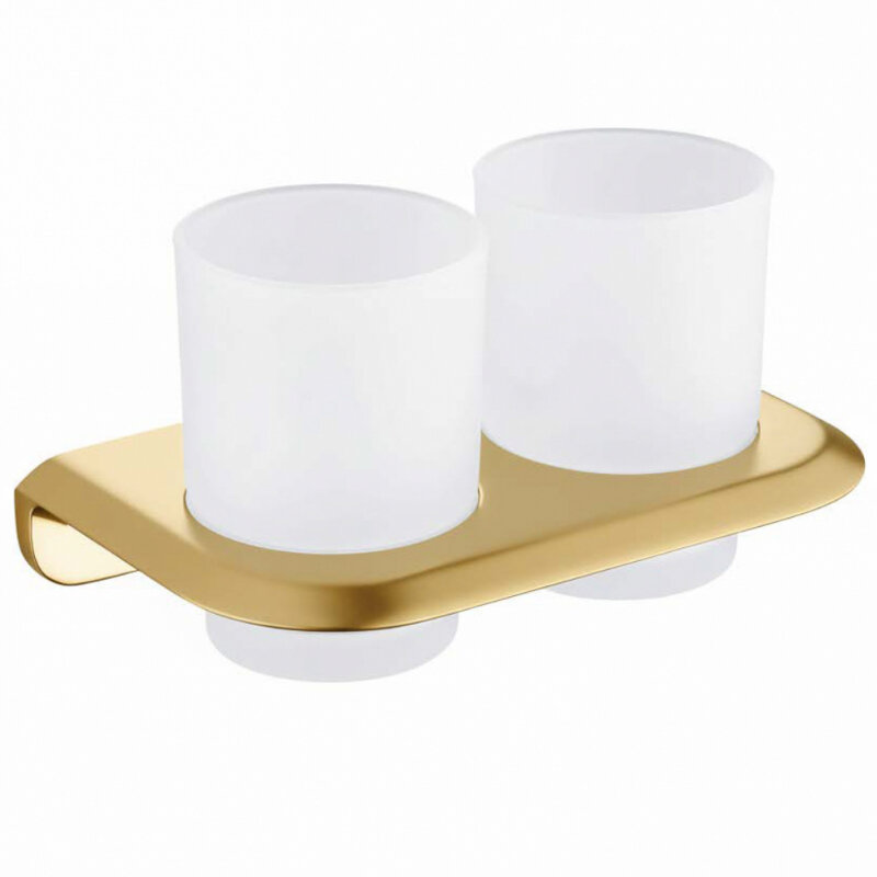 Изображение товара Стакан для зубных щеток Abber Nord AA1557G двойной, золото матовое, настенный