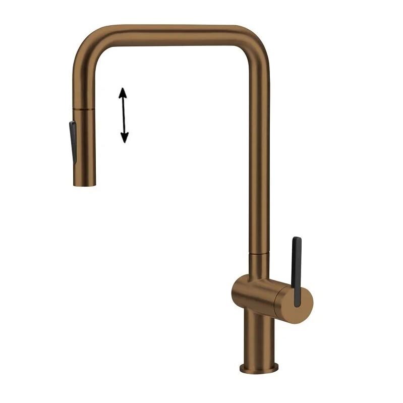 Изображение товара Смеситель для кухонной мойки Deante Momi BKM_C73N с выдвижным изливом и PVD покрытием