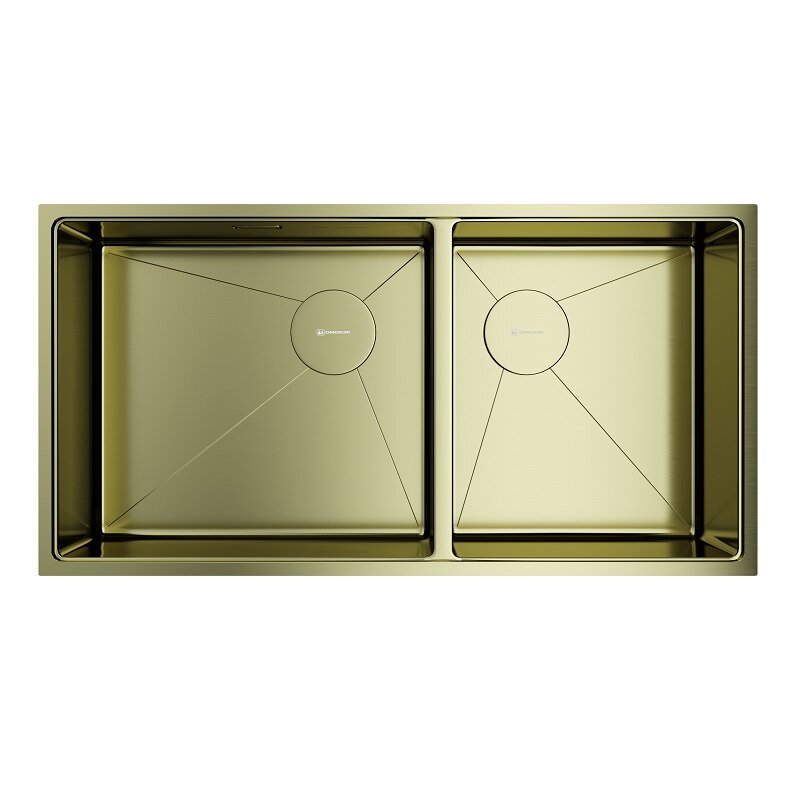 Изображение товара Кухонная мойка Omoikiri Taki 85-2-LB-U/IF Side 85 см светлое золото из нержавеющей стали SUS304