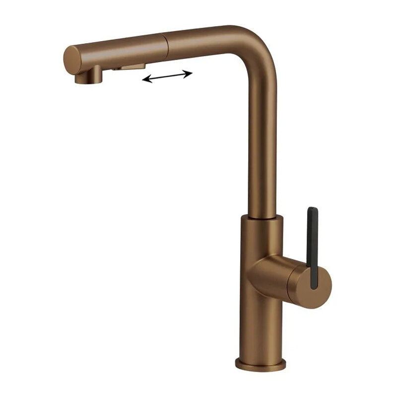 Изображение товара Смеситель для кухонной мойки Deante Momi BKM_C73M с вытяжным изливом и PVD бронзой