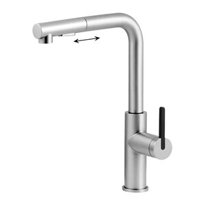 Изображение товара Смеситель для кухонной мойки Deante Momi BKM_F73M, с вытяжным изливом, PVD брашированная сталь