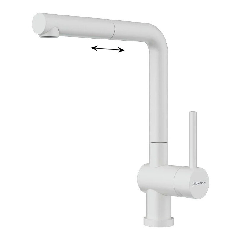 Изображение товара Смеситель для кухни Omoikiri Akashi-S 4994572 белый высокотехнологичный с поворотным изливом