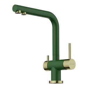 Изображение товара Смеситель для кухни Omoikiri Nagano 4994432, с подключением к фильтру, цвет royal green/светлое золото