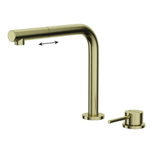 Изображение товара Смеситель для кухонной мойки Omoikiri Nara-S 4994485 с вытяжным изливом светлое золото