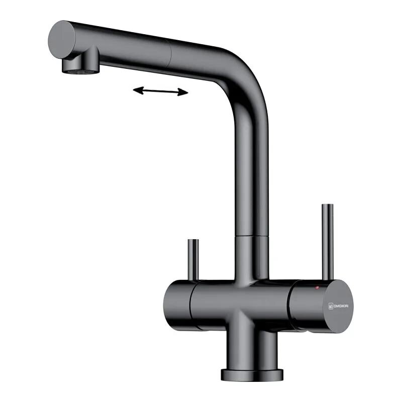 Изображение товара Смеситель Omoikiri Takamatsu-S 4994564 с подключением к фильтру цвет вороненая сталь
