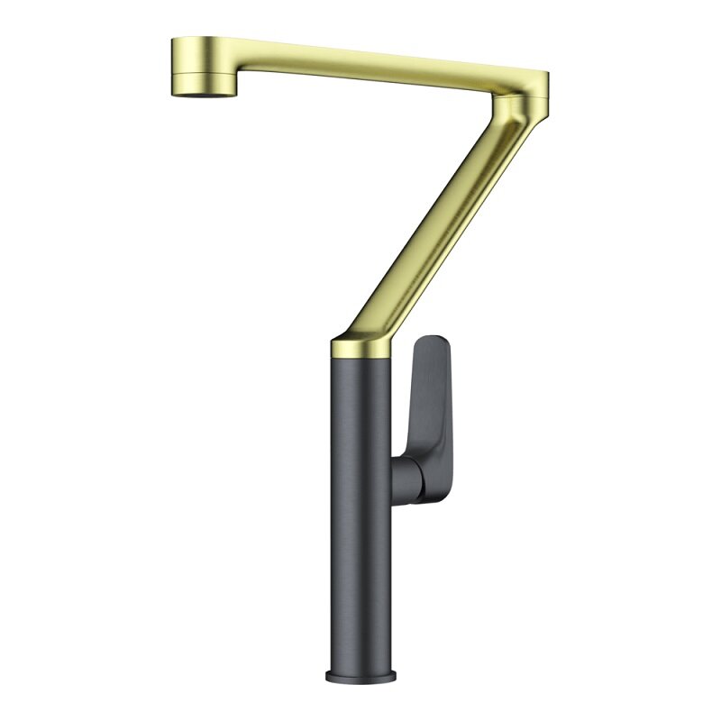 Изображение товара Смеситель для кухни Omoikiri Tara 4994396 светлое золото/вороненая сталь