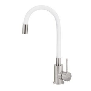 Изображение товара Смеситель для кухонной мойки Deante Luno BOC_W720, белый матовый/брашированная сталь