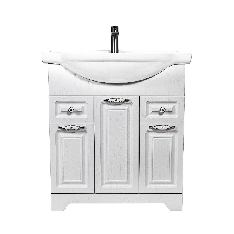 Изображение товара Тумба под раковину Stella Polar Кармела, 75 см, напольная, белое серебро