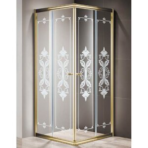 Изображение товара Душевой уголок Cezares GIUBILEO-A-2-100-SCORREVOLE-Br, 100 х 100 см, прозрачное с матовым принтом, профиль бронза
