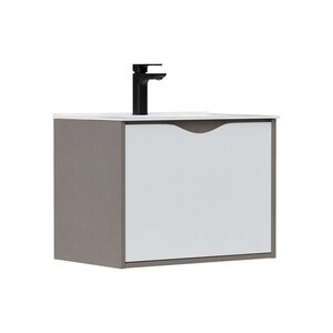 Изображение товара Тумба под раковину Equil Smile tpSMILE60.1Y-04, 60 см, подвесная, цвет белый/лен антрацит
