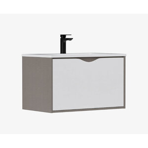 Изображение товара Тумба под раковину Equil Smile tpSMILE80.1Y-04, 80 см, подвесная, цвет белый/лен антрацит