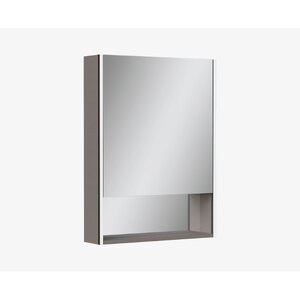 Изображение товара Зеркальный шкаф с подсветкой и розеткой Equil Smile 60 см, белый/лен антрацит