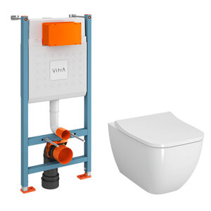 Изображение товара Комплект Vitra Shift 9855B003-7207: инсталляция с подвесным безободковым унитазом, сиденье микролифт, белый