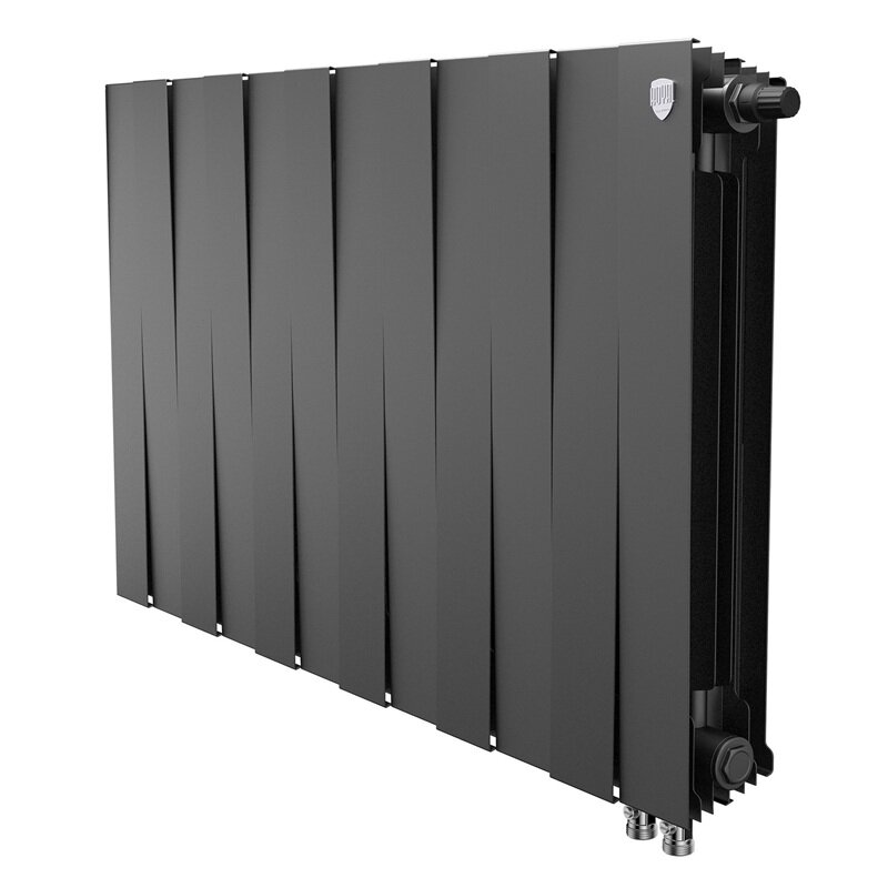 Изображение товара Радиатор биметаллический Royal Thermo PianoForte 500 VR80 RTPBVR803050012, 12 секций, нижнее правое подключение, черный
