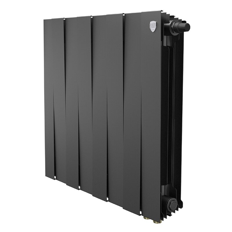 Изображение товара Радиатор биметаллический Royal Thermo PianoForte 500 VR80 RTPBVR803050008, 8 секций, нижнее правое подключение, черный (НС-1682393)