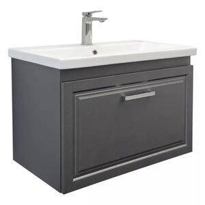 Изображение товара Тумба с раковиной Comfortу Бросно 00-00020687CF, 80 см, подвесная, воронёная сталь, gunmetal