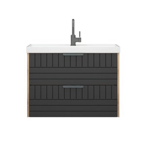 Изображение товара Тумба под раковину Corozo Инди 80, SD-00001361, 80 см, подвесная, цвет серый/коричневый
