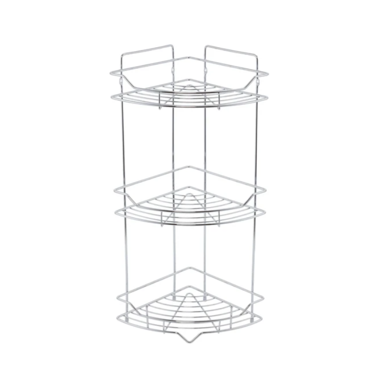 Изображение товара Угловая трехъярусная полка Milardo Grid из нержавеющей стали хром