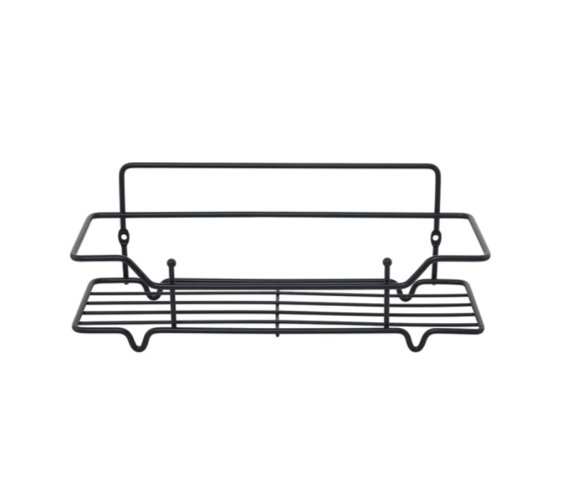 Изображение товара Полка Milardo Grid GRICS1BM44 черная матовая для ванной с крючками
