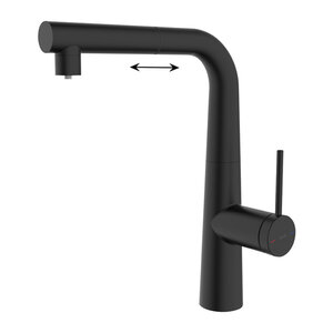 Изображение товара Смеситель Iddis Pure PURBLPFi05N для кухонной мойки, выдвижной излив, с подключением к фильтру, черный матовый