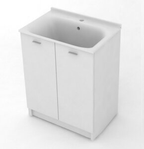 Изображение товара Комплект для постирочной Kerasan Aquadom 9166K3N*1, 60 см, напольный, 1 отверстие под смеситель, белый матовый