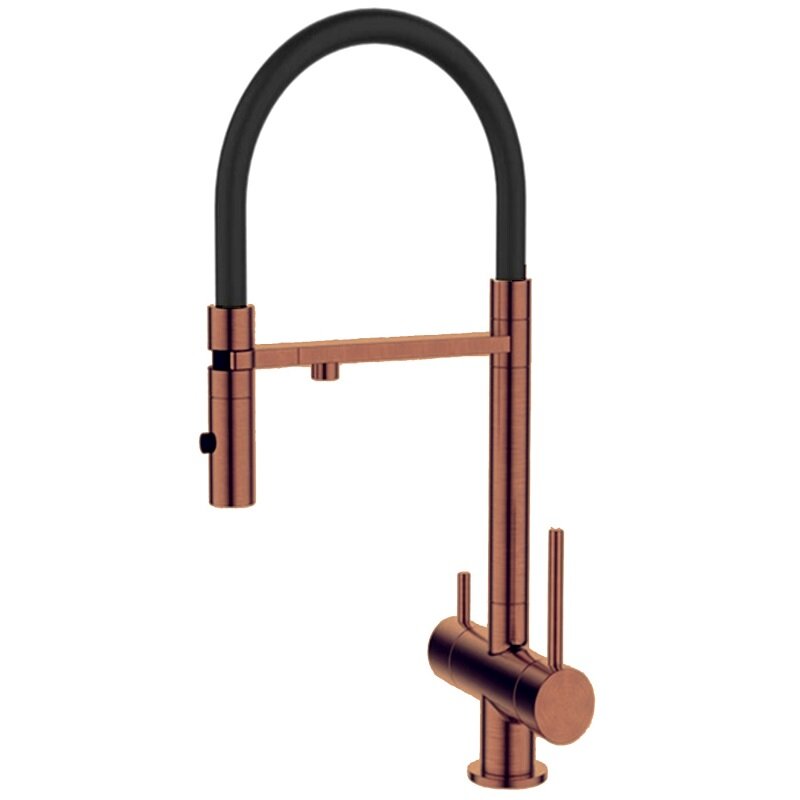 Изображение товара Смеситель для кухонной мойки DQ Kitchen DA1462502Rose, с подключением к фильтру, гибкий излив, цвет розовое золото/черный Изображение товара Смеситель для кухонной мойки DQ Kitchen DA1462502Rose, с подключением к фильтру, гибкий излив, цвет розовое золото/черный