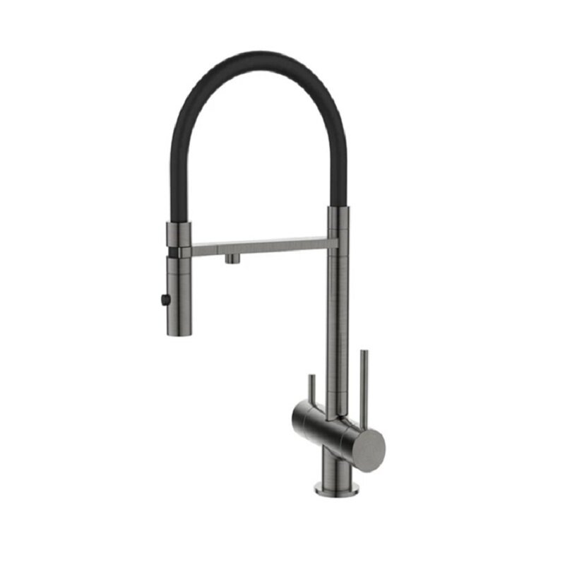 Изображение товара Смеситель для кухонной мойки DQ Kitchen DA1462506Grey, с подключением к фильтру, гибкий излив, графит - вороненая сталь/черный Изображение товара Смеситель для кухонной мойки DQ Kitchen DA1462506Grey, с подключением к фильтру, гибкий излив, графит - вороненая сталь/черный