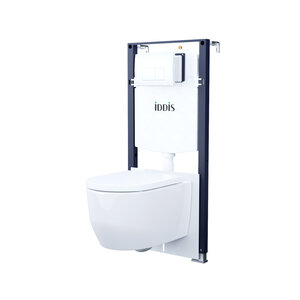 Изображение товара Комплект Iddis Basic BASAI03i73: инсталляция, подвесной безободковый унитаз белый, смыв торнадо, сиденье микролифт, клавиша белая