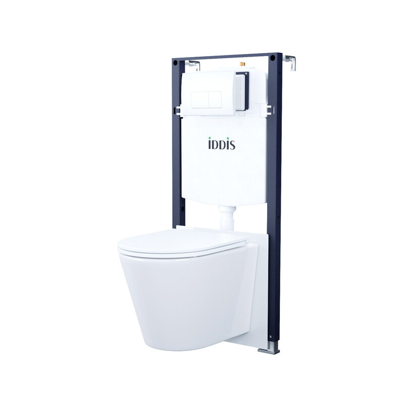 Изображение товара Комплект Iddis Basic BASC030i73: инсталляция, подвесной безободковый унитаз белый, сиденье микролифт, клавиша белая Изображение товара Комплект Iddis Basic BASC030i73: инсталляция, подвесной безободковый унитаз белый, сиденье микролифт, клавиша белая
