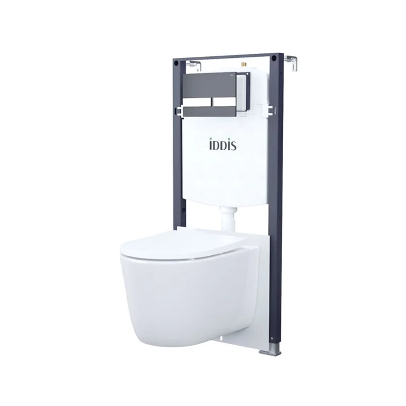 Изображение товара Комплект Iddis Basic BASSPU6i73: инсталляция, подвесной безободковый унитаз белый, смыв торнадо, сиденье микролифт, клавиша черный/хром Изображение товара Комплект Iddis Basic BASSPU6i73: инсталляция, подвесной безободковый унитаз белый, смыв торнадо, сиденье микролифт, клавиша черный/хром