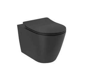 Изображение товара Унитаз Kludi Resa R 23WCSET39, подвесной, безободковый, сиденье микролифт, смыв торнадо, черный матовый