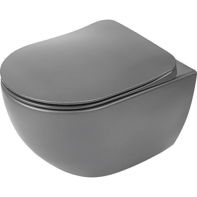 Изображение товара Подвесной унитаз Deante Peonia Zero CDE_DZPW антрацит безободковый с мягким сиденьем