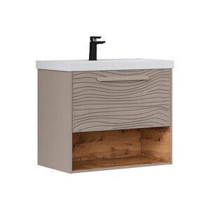 Изображение товара Тумба под раковину Equil Gleam tpGLEAM80.1Y.N-25, 80 см, подвесная, с нишей, цвет амарок/дуб вотан