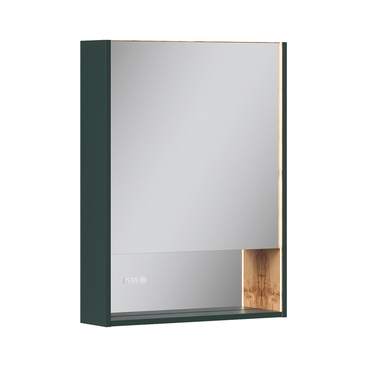 Изображение товара Зеркальный шкаф Equil Gleam LED 60.1D-34 с подсветкой и часами
