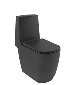 Изображение товара Унитаз-компакт Kludi Resa S 27WCB0239/27WCS39/27WCT39, безободковый, сиденье микролифт, смыв торнадо, черный матовый