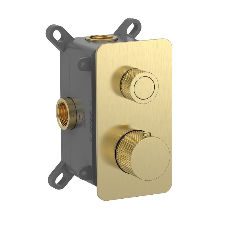 Изображение товара Встраиваемый термостатический смеситель для ванны душа Aquame AQM8810BG золото