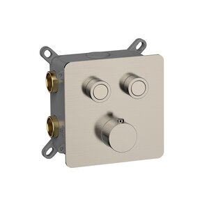 Изображение товара Смеситель для ванны душа Aquame AQM8811BN, термостатический, с внутренней частью, на 2 потребителя, цвет никель шлифованный