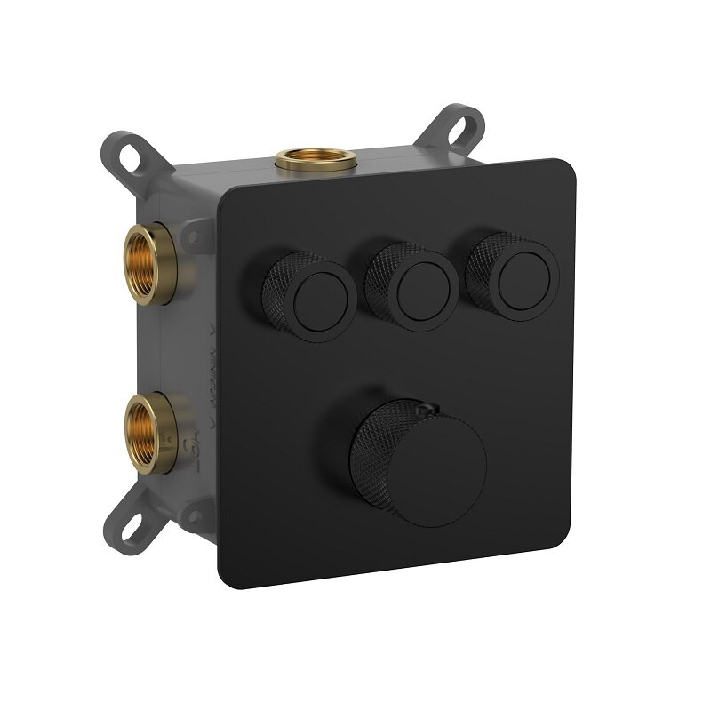 Изображение товара Термостатический встраиваемый смеситель для ванны и душа Aquame AQM8812MB черный матовый