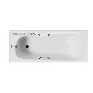 Изображение товара Чугунная ванна Vinsent Veron Concept VCO1407042H/VH0012BL, 140 x 70 см, ручки черные матовые, цвет белый