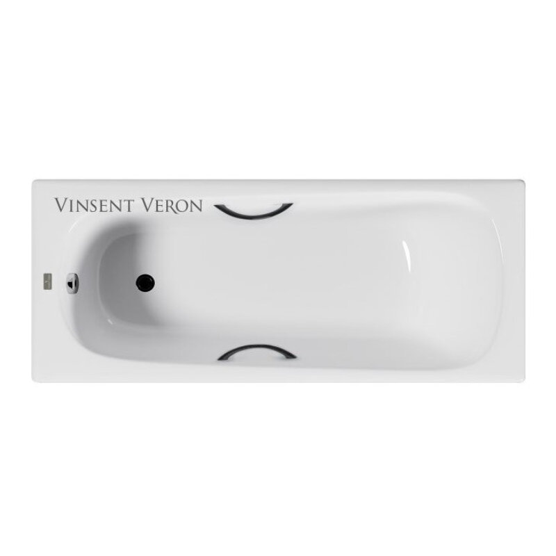 Изображение товара Чугунная ванна Vinsent Veron Concept 170x70 см белая с ручками черные матовые