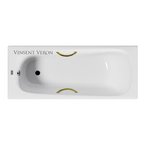 Изображение товара Чугунная ванна Vinsent Veron Concept VCO1707042H/VH0015GD, 170 x 70 см, ручки золото, цвет белый