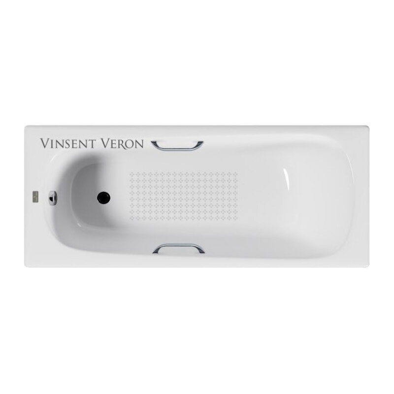 Изображение товара Чугунная ванна Vinsent Veron Concept 170x70 см белая антискользящая ручки хром Изображение товара Чугунная ванна Vinsent Veron Concept 170x70 см белая антискользящая ручки хром