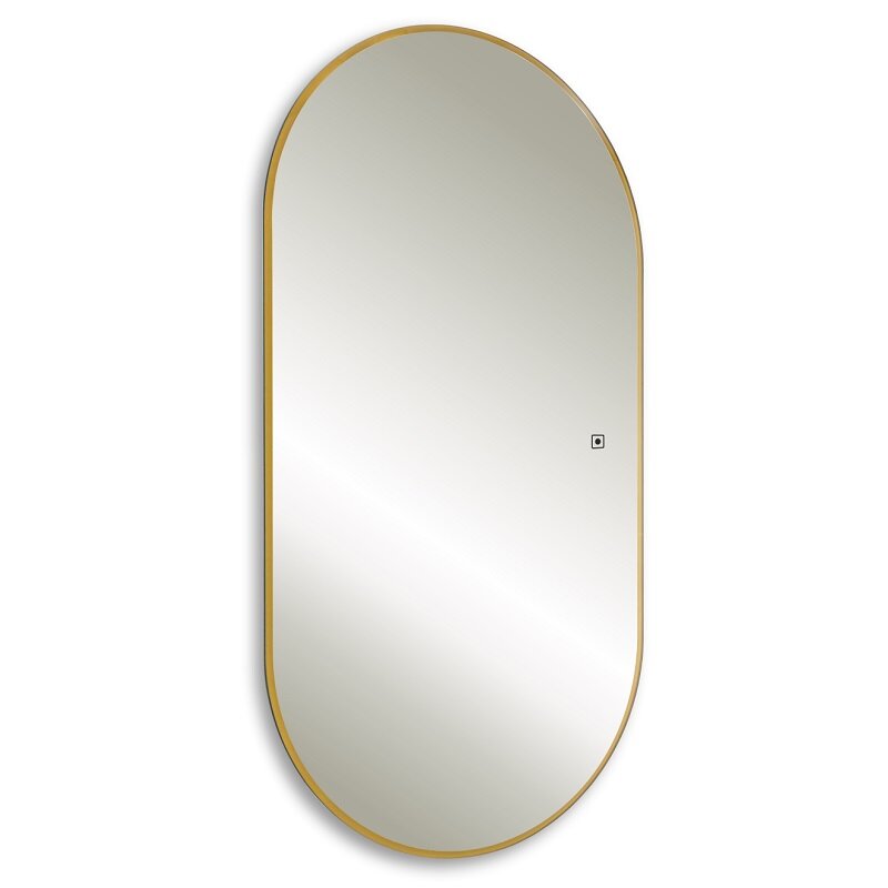 Изображение товара Зеркало Aquame AQM9108G, 55 см, с LED-подсветкой, подогревом и сенсором, цвет рамы золото