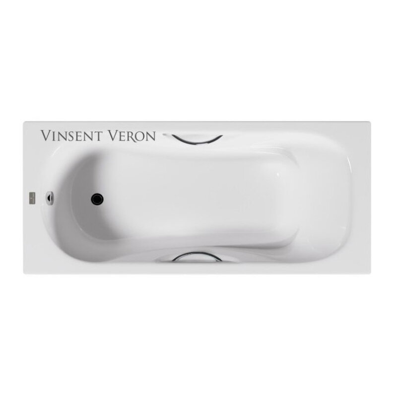 Изображение товара Чугунная ванна Vinsent Veron Aura 170x70 см белая с ручками хром