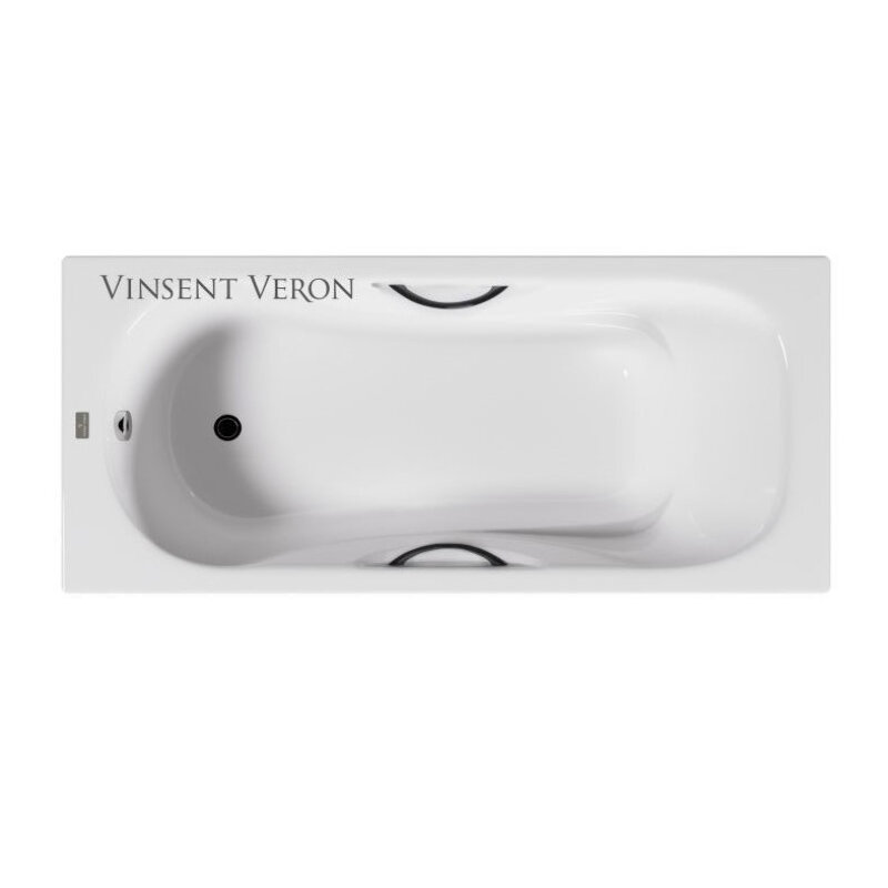 Изображение товара Чугунная ванна Vinsent Veron Aura 170x70 см белая с ручками черный матовый